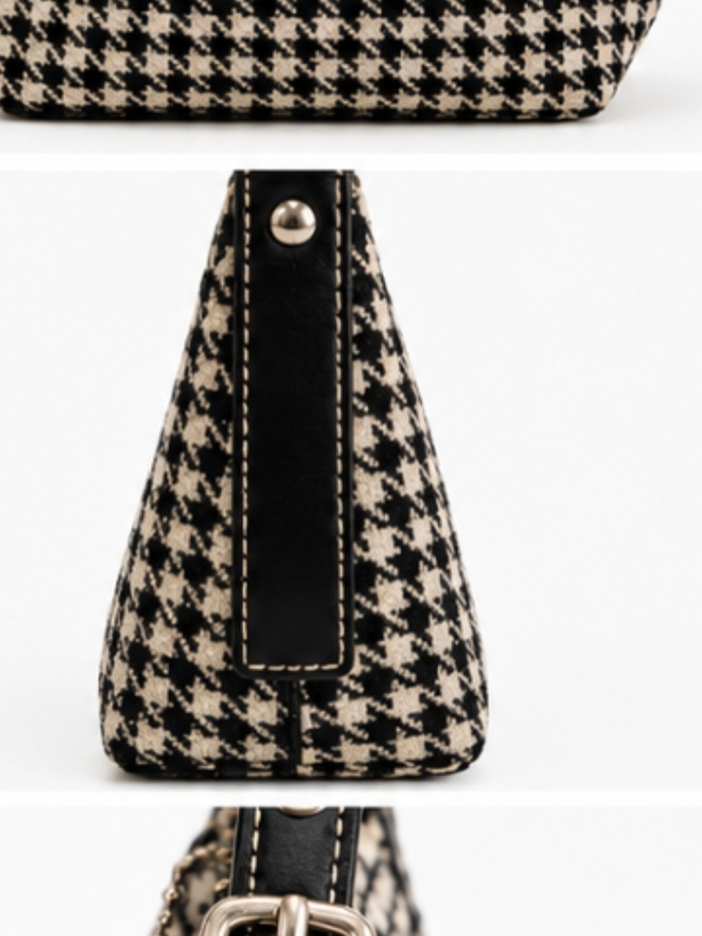 COACH Vintage Black & Cream Houndstooth Mini Hobo Bag - Picture 6 of 12